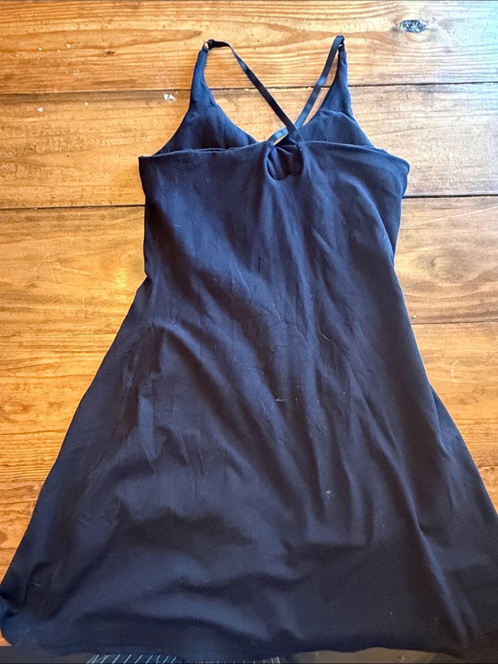 Black athletic dress with built in shorts and bra